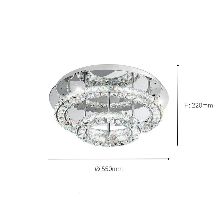Eglo Toneria Ceiling Light in Crystal Chrome